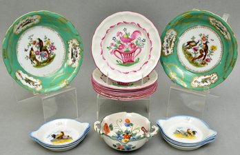 Set Of Eight Luneville Faince Rooster Plates, Set Of Seven G.D. Paris Porcelain Bowls And More