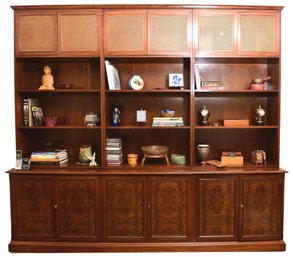 Charlotte Horstmann Hong Kong Custom Rosewood, Burl And Cane Entertainment Display Bookcase Cabinet