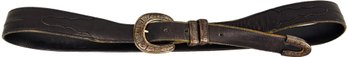 Leather Belt With Sterling Silver Buckle