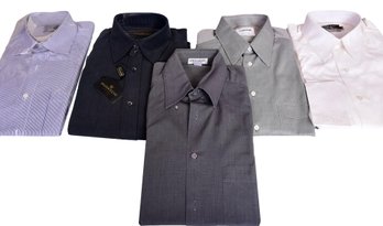 Collection Of Men's Dress Shirts - Giorgio Armani, Ike Behar, Bugatchi, And Lorenzini (Size Large)