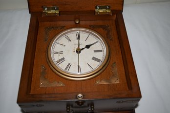 Bulova Bezel Brass And Wood With Walnut Finish Desk Clock