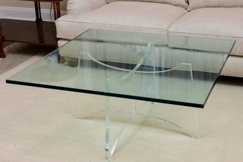 Lucite Glass Top Coffee Table