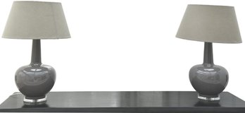 Pair Of Taupe Porcelain Table Lamps With Acrylic Bases (RETAIL $570)