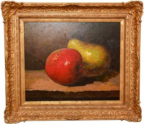 Still Life Oil On Canvas Painting Of Fruits With Sorita Gold Wood Frame