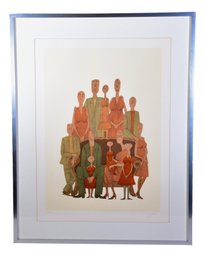 Signed Illegible Limited Edition Family Portrait Framed Lithograph