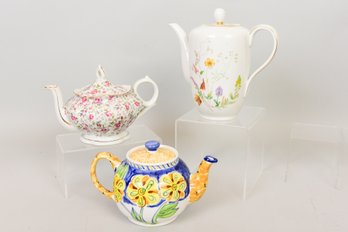 Lefton Musical Tea Pot, Rosenthal Tea Pot, And Ceramic Tea Pot