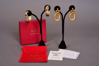 Kenneth Jay Lane And Givenchy Clip On Earrings