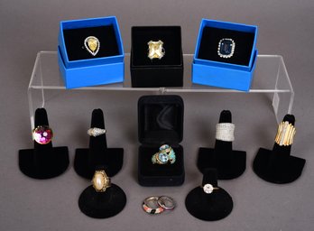 Collection Of 12 Costume Rings (Sizes Range From 6-7)