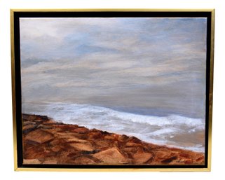 Signed Hida Oil On Canvas Painting Of An Ocean Scene