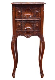 Imperial Grand Rapids Petite Two Drawer Carved Wood Night Table With Marble Insert