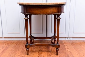 Imperial Mahogany Round Side Table With Marble Top