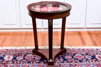 Empire Style Wood Pedestal Display Table With Bronze Mountings