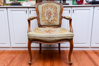 Antique French Style Needlepoint Arm Chair