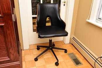 Lumisource Stella Walnut Wood And Black PU Leather Desk Chair