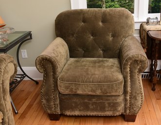 Domain Super Comfortable Tufted Back Upholstered Club Chair With Nailhead Stud Trim