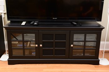 Three Door Black Entertainment Console Cabinet