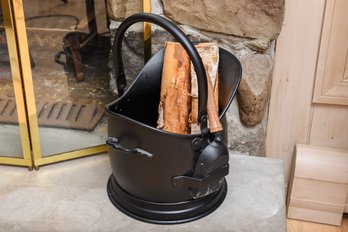 Metal Fireplace Scuttle Bucket With Hand Shovel