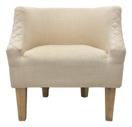 Off White Linen Barrel Back Tub Chair