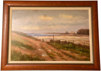 Signed L. Stephano (b. 1948) Oil On Canvas Painting Of A Landscape With Wood Frame