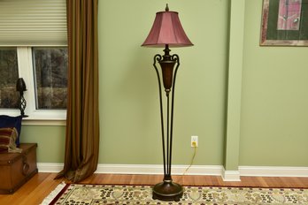 Designs For Living By Gil Urn Style Floor Lamp With Burgundy Shade (RETAIL $320)