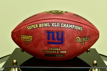 Super Bowl XLII Numbered Football In Display Case