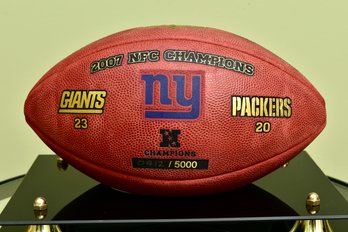 2007 NFC Champions - Giants And Packers Numbered Football In Display Case