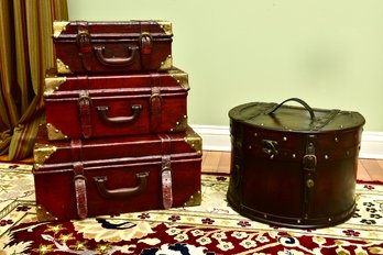 Debbie's Stamford Antiques Center Set Of Three Decorative Suitcase Style Storage Boxes And More