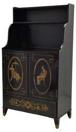 Maitland Smith Black Lacquered Chinoserie Cabinet