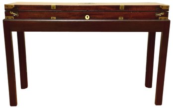 19th Century English Mahogany Campaign Gun Box On Stand By Purdy Gun Manufacturer