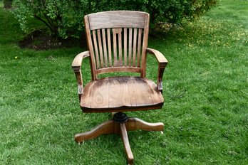 Vintage Clark & Gibby Sikes Wood Swivel Lawyer's Desk Chair