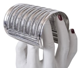 Signed 'MMA' Metropolitan Museum Of Art 1976 Sterling Silver Large Cuff Bracelet