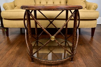 Sherrell Round Lamp Table With Wrought Iron Base (RETAIL $1, 359)