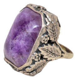 Sterling Silver And Amethyst Ring (Size 6 1/4)