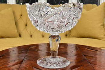 Antique Cut Glass Pedestal Crystal Bowl