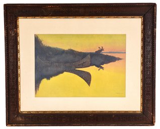 Frederick Remington Framed Western Chromolithograph Titled 'Coming To The Call' Dated 1908