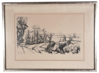 Signed Leopold Lerry Framed Etching Dated 1957