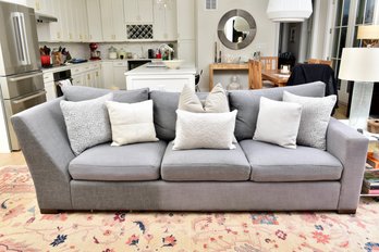 Crate & Barrel Three Cushion Upholstered Sofa WIth Set Of Six Throw Pillows