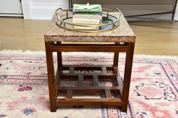 Matahati Teak Accent Table With Demi Mosaic Top