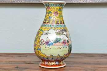 Signed Chinese Hand Painted Famille Rose Vase