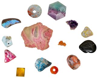 Collection Of Semi-precious Gemstones-Opal, Watermelon Tourmaline, Rhodochrosite, Amethyst, Obsidian And More
