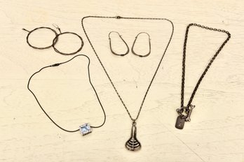 Anni Sterling Silver Dog Tag And Bone Necklace, Two Pairs Of Sterling Silver Earrings And More