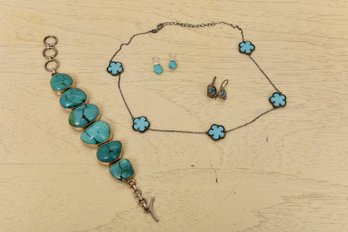 Collection Of Turquoise And Sterling Silver Jewelry