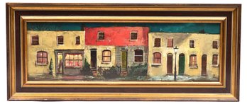 Unsigned Oil Painting Of A Row Of Houses