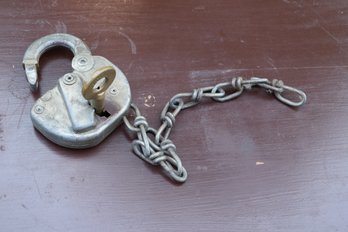 Antique Adlake Heavy PadLock And Key From P C R R Pennsylvania Central Railroad