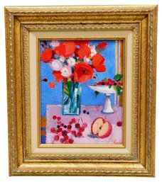 Signed Rimda Floral Still Life Oil On Canvas Painting