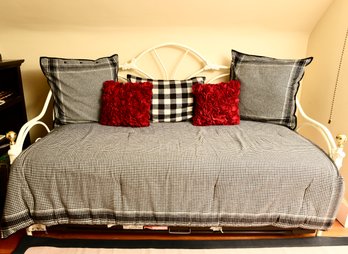 Twin Size Trundle Bed, Pair Of Mattresses, Ralph Lauren Bedding And Pillows