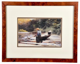 Framed Print Depicting A Man Fishing