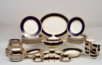 Collection Of Crown Ducal Colfax Cobalt Blue With Gilt Rim Dinnerware - Made In England