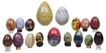 Collection Of 18 Glass And Marble Eggs