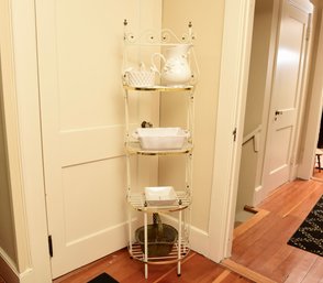 Metal Etagere With Assorted Decorative Items